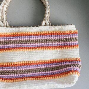 NEW Antonello Tedde Made in Italy Cotton Multicolor Crochet Travel Tote Boho